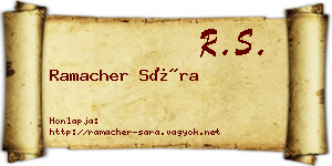 Ramacher Sára névjegykártya